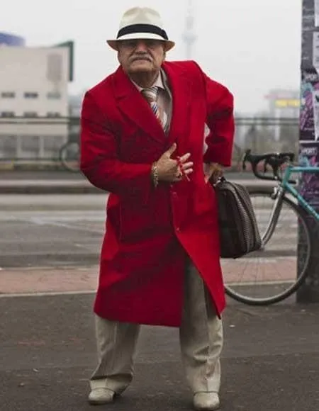 Red Trench Coat - Long Red Coat - Mens Red Peacoat - Mens Red Overcoat - Fabric sold by Alberto Nardoni