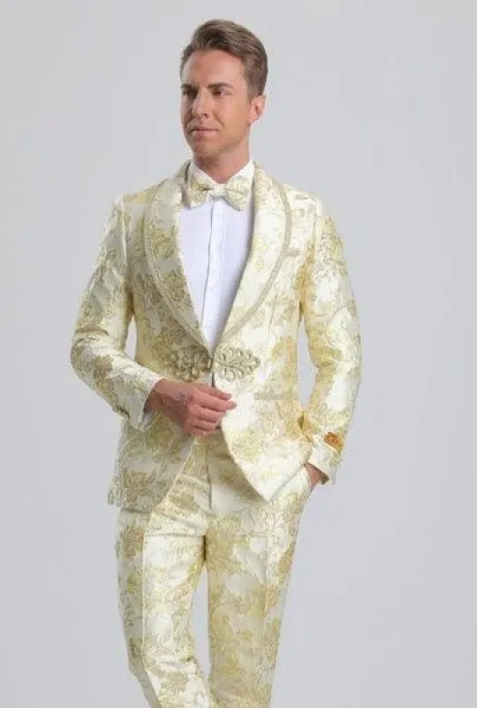 Cream Colored Suit - Cream Groomsmen Suit sold by Alberto Nardoni