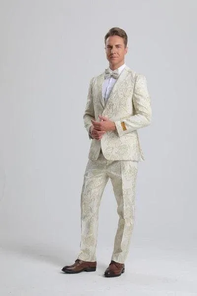 Cream Colored Suit - Cream Groomsmen Suit sold by Alberto Nardoni