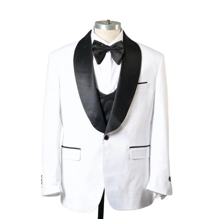 1 BUTTON SHAWL LAPEL TUXEDO WITH VEST - WHITE & BLACK sold by Alberto Nardoni