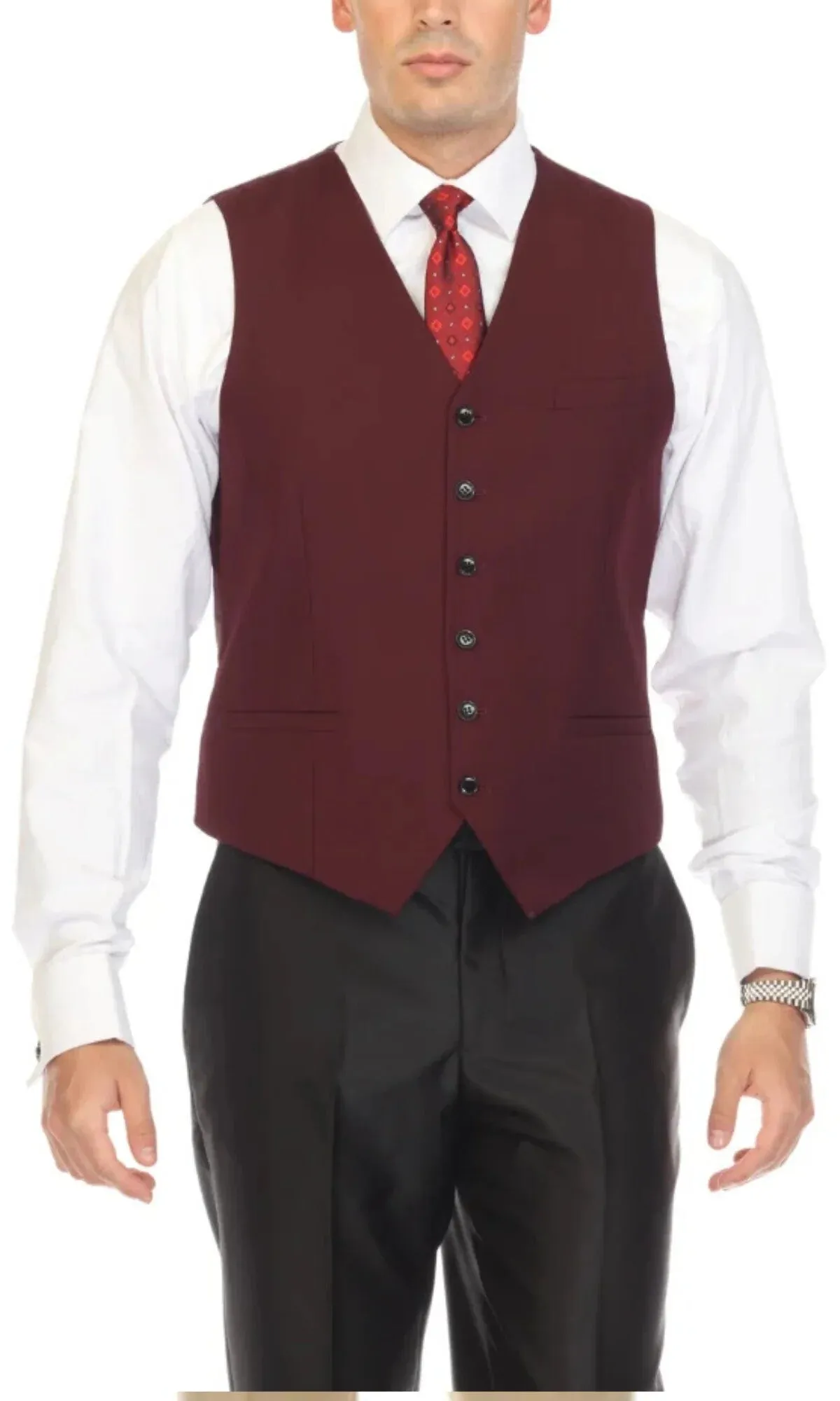 Solo Adjustable Casual and Formal Burgundy Vest sold by Alberto Nardoni product image thumbnail 4