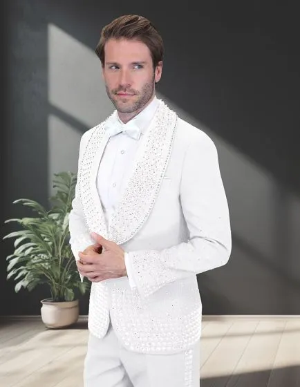 Statement Men's 2 Piece Modern Fit Tuxedo - Rhinestone Details sold by Alberto Nardoni product image thumbnail 2