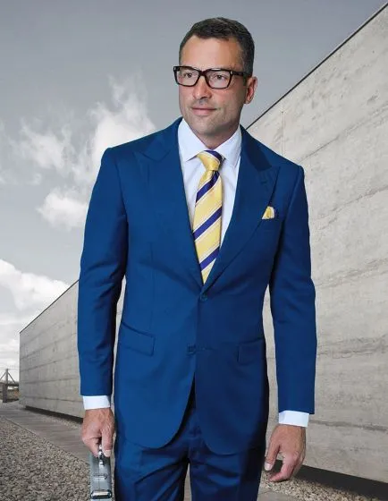 Statement Men's Outlet 2 Piece 100% Wool Modern Fit Suit - Pic Stitching sold by Alberto Nardoni