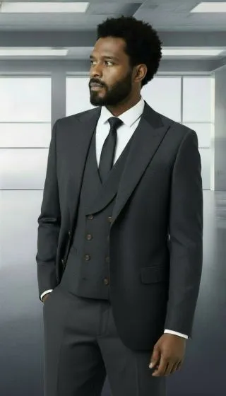 Statement Men's 3 Piece Modern Fit 100% Wool Suit - Peak Lapel sold by Alberto Nardoni product image thumbnail 2