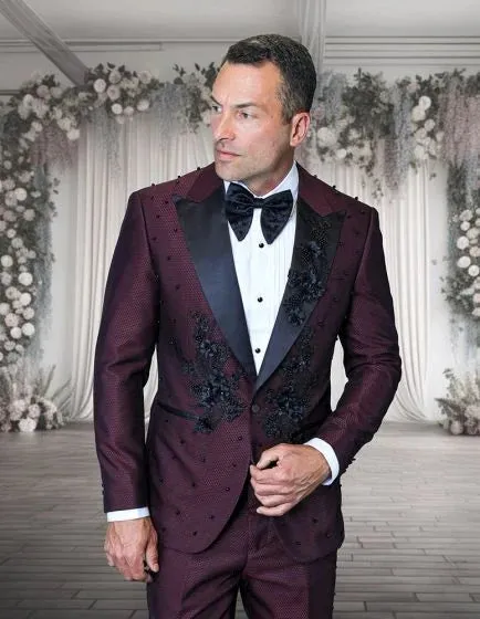 Statement Men's 2 Piece Modern Fit Tuxedo - Floral Appliqué sold by Alberto Nardoni product image thumbnail 2