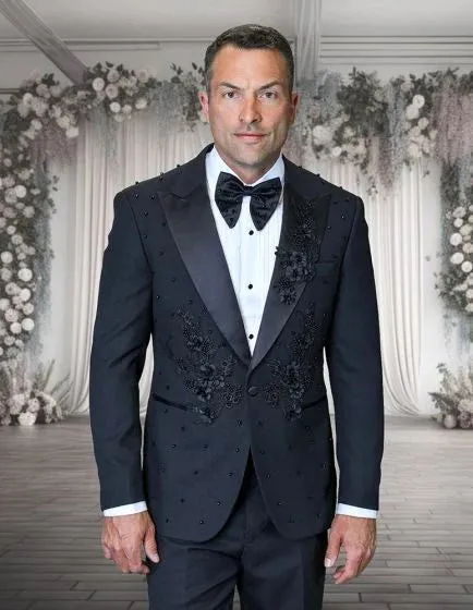 Statement Men's 2 Piece Modern Fit Tuxedo - Floral Appliqué sold by Alberto Nardoni product image thumbnail 3