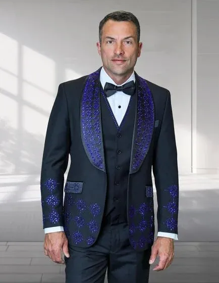 Statement Men's 3 Piece Modern Fit Tuxedo - Embellished Rhinestones sold by Alberto Nardoni product image thumbnail 2