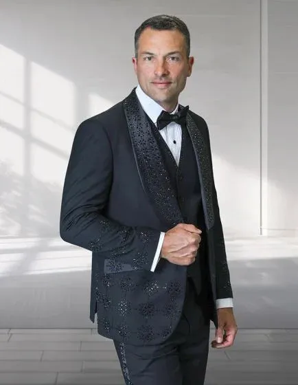 Statement Men's 3 Piece Modern Fit Tuxedo - Embellished Rhinestones sold by Alberto Nardoni product image thumbnail 3