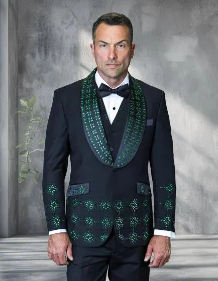 Statement Men's 3 Piece Modern Fit Tuxedo - Embellished Rhinestones sold by Alberto Nardoni product image thumbnail 4