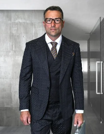 Statement Men's 3 Piece 100% Wool Fashion Suit - Unique Checker Pattern sold by Alberto Nardoni