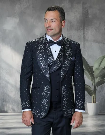 Statement Men's 3 Piece Tuxedo - Colorful Rhinestone Design sold by Alberto Nardoni product image thumbnail 3