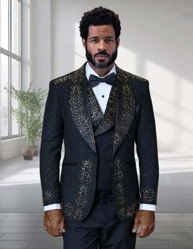 Statement Men's 3 Piece Tuxedo - Colorful Rhinestone Design sold by Alberto Nardoni
