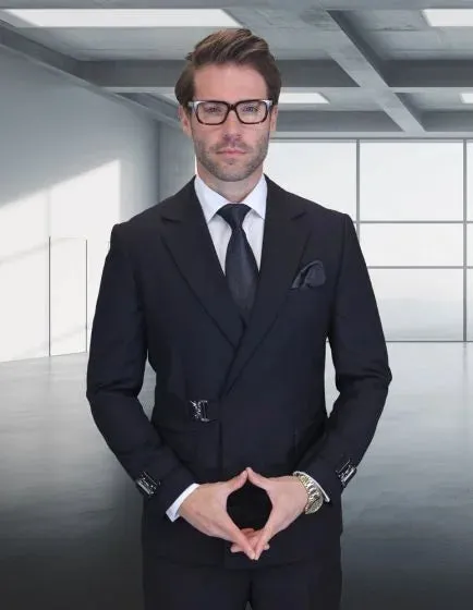 Statement Men's 2 Piece 100% Wool Modern Fit Double Breasted Suit - Metal Buckle sold by Alberto Nardoni product image thumbnail 4