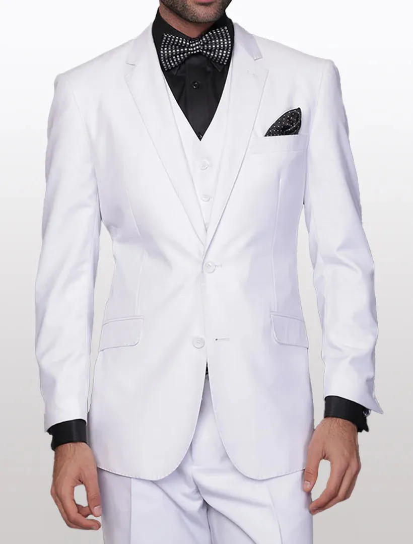 Statement Men's Solid White Modern Fit 100% Wool Vested Suits sold by Alberto Nardoni product image thumbnail 2