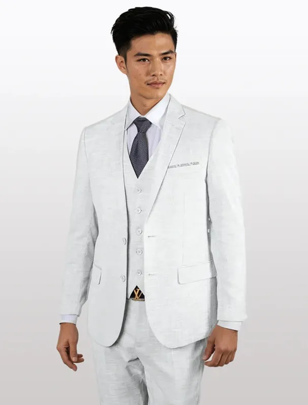 Statement Men's White 100% Wool Slim Fit Vested Suits sold by Alberto Nardoni