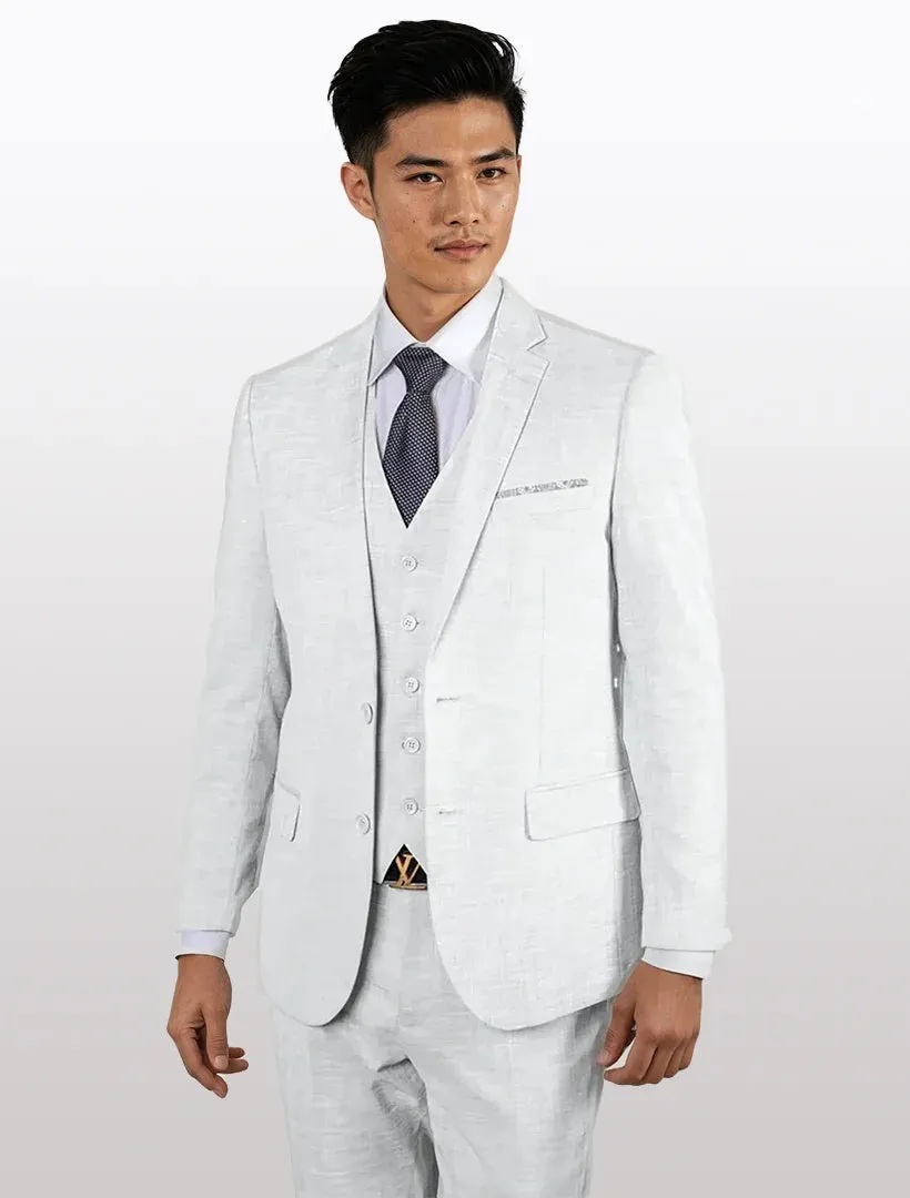 Statement Men's White 100% Wool Slim Fit Vested Suits sold by Alberto Nardoni