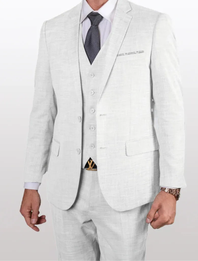 Statement Men's White 100% Wool Slim Fit Vested Suits sold by Alberto Nardoni product image thumbnail 2