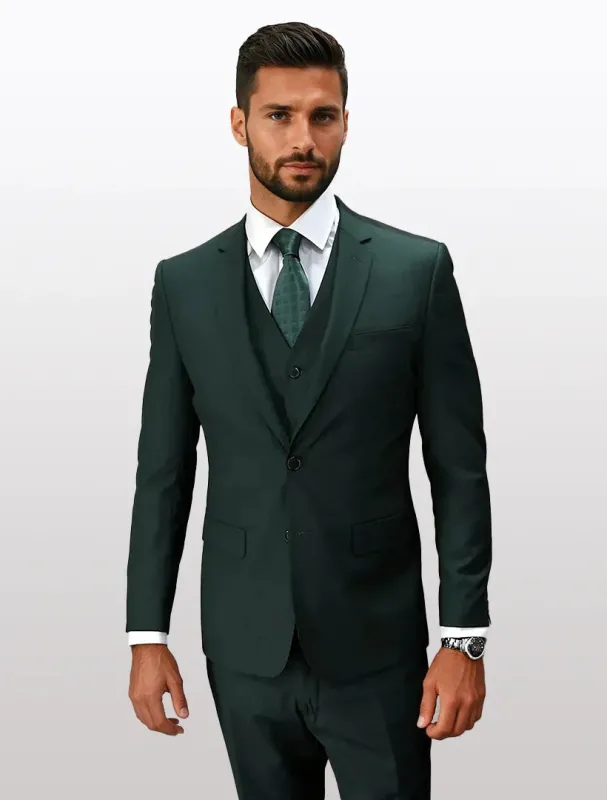 Statement Men's Hunter Green Slim Fit Vested Suits sold by Alberto Nardoni