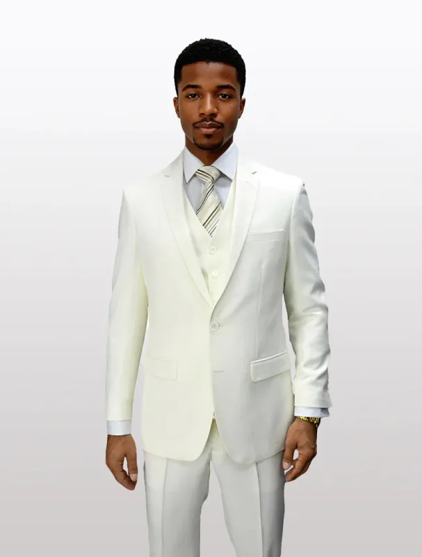 Statement Men's Off White 100% Wool Slim Fit Suits sold by Alberto Nardoni