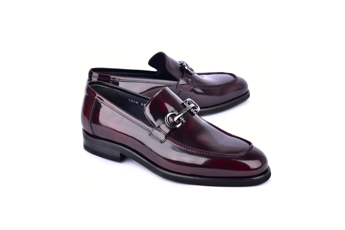 C0001205-7249 loafer with silver buckle-Dark Burgundy sold by Alberto Nardoni