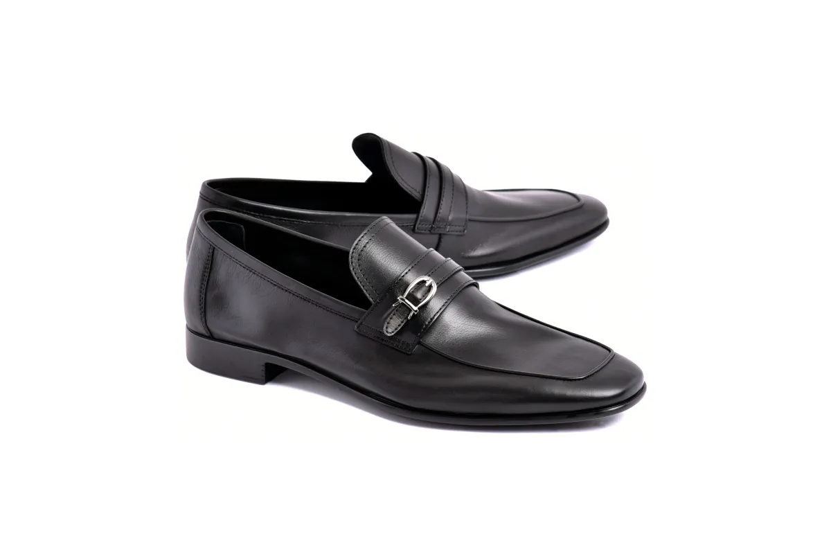 C0001117-7256 Side buckle loafer- Black sold by Alberto Nardoni