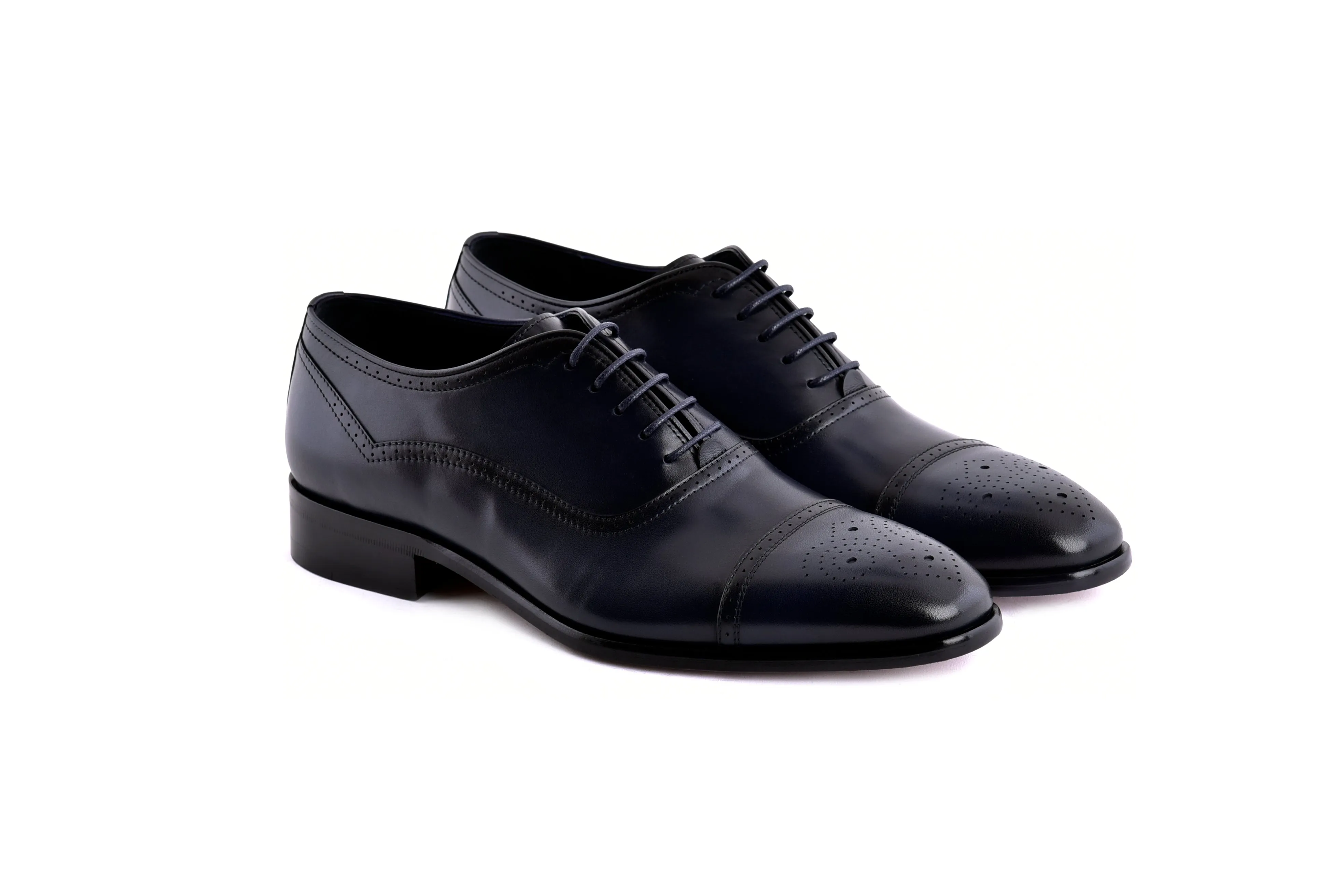 C0001103-7960 Perforated Cap toe lace up- Navy sold by Alberto Nardoni product image thumbnail 2