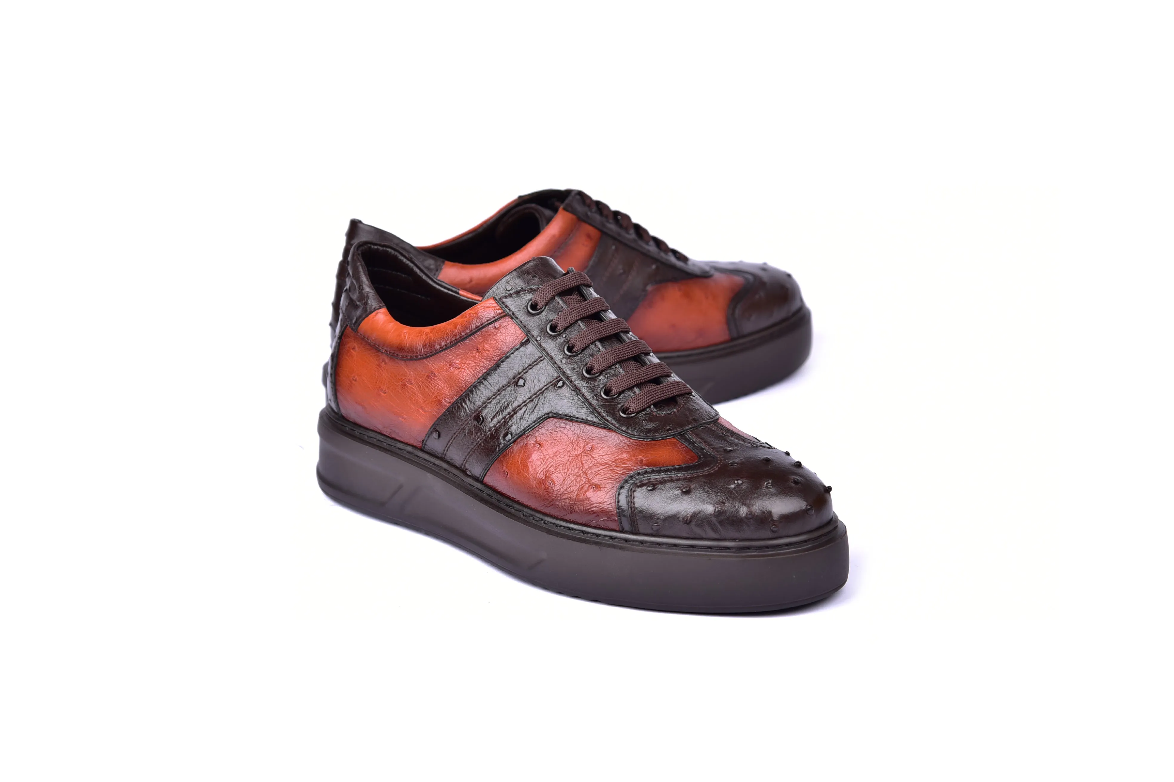C001302-6988 Full Ostrich Sneaker- Brown sold by Alberto Nardoni