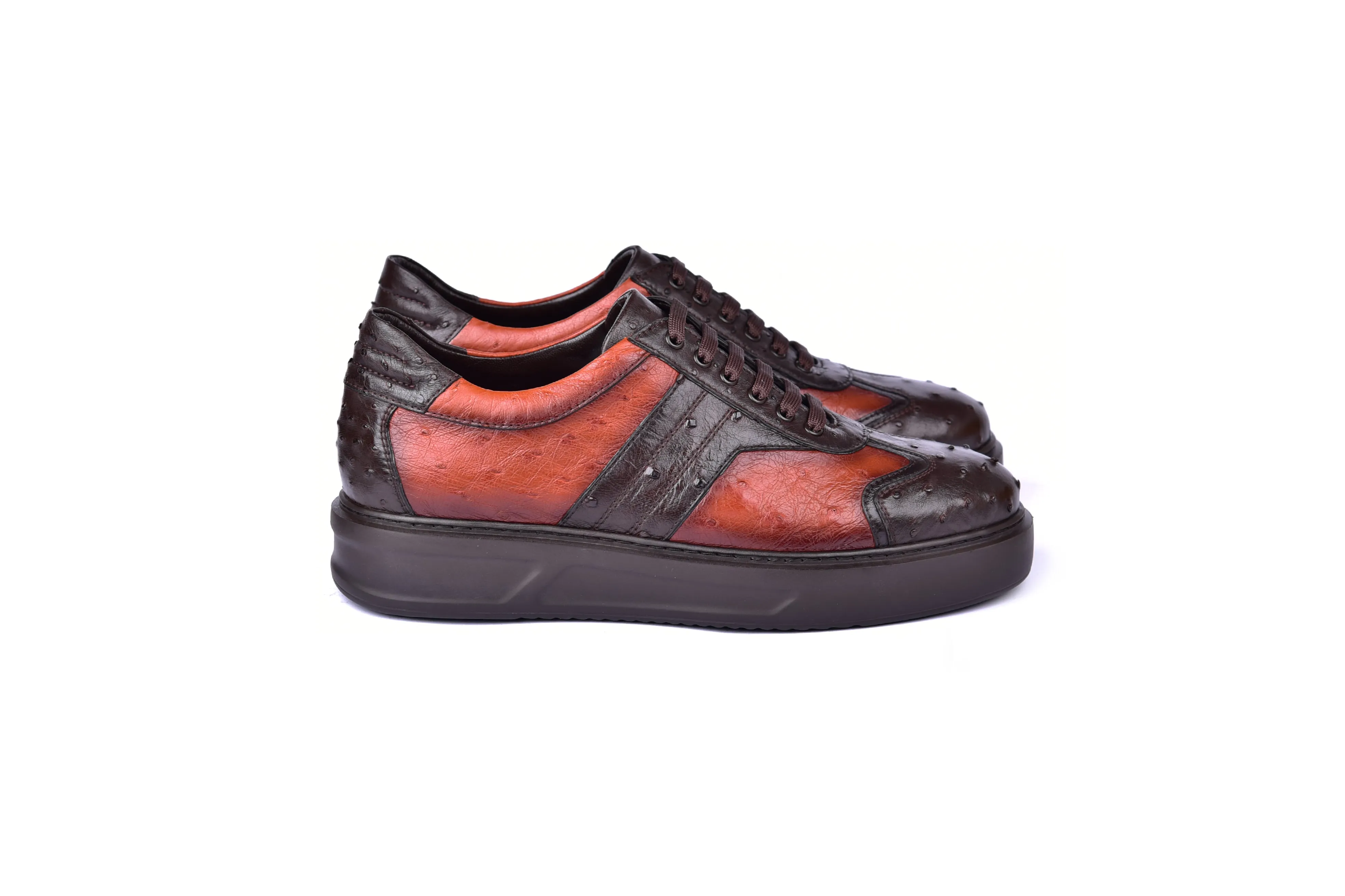 C001302-6988 Full Ostrich Sneaker- Brown sold by Alberto Nardoni product image thumbnail 2