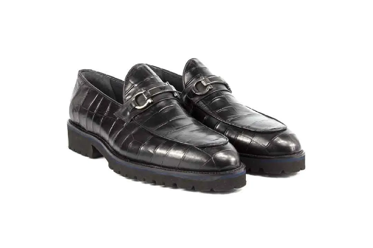 P045 Michel - Black Crocco Bit Loafer sold by Alberto Nardoni