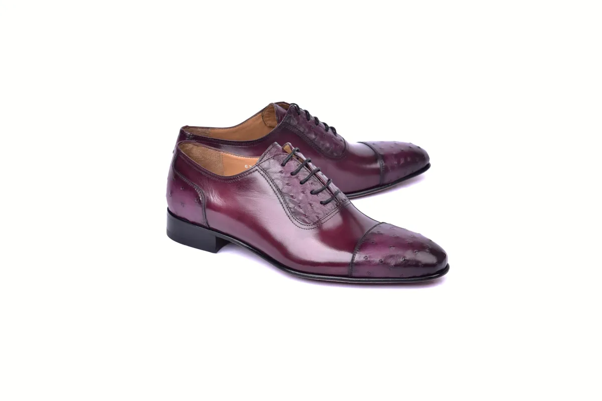 C00013-6708 Cap toe Ostrich-Burgundy sold by Alberto Nardoni