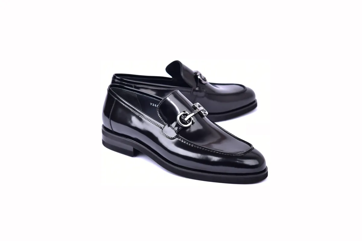 C0001204-7249 loafer with silver buckle-Black sold by Alberto Nardoni