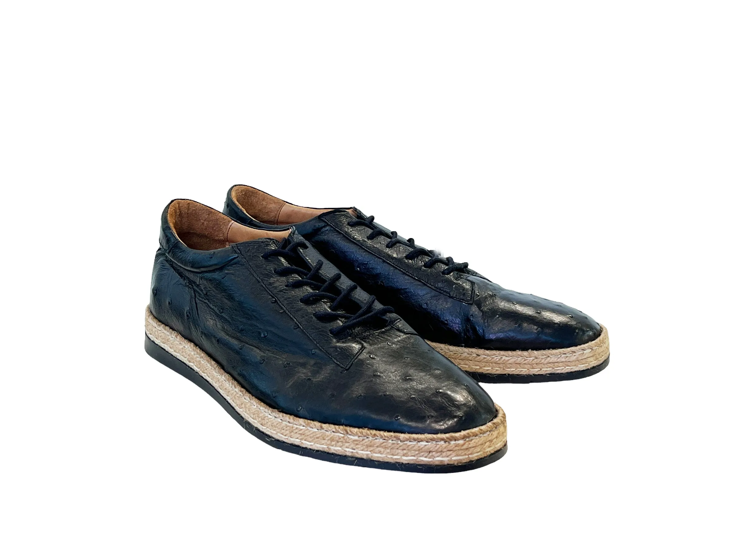 P0105 Monaco Genuine Ostrich Sport- Black sold by Alberto Nardoni