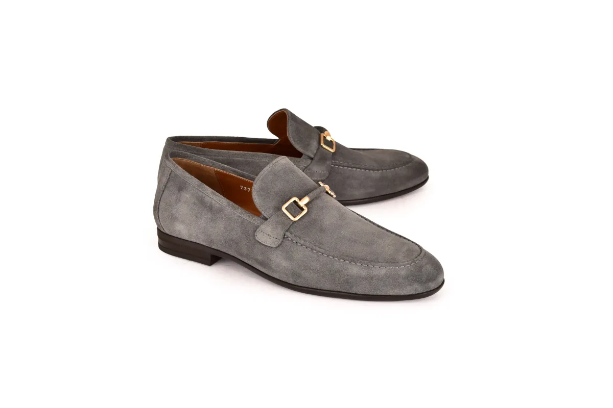 C000205-7373S Soft suede Buckle Loafer-Grey sold by Alberto Nardoni