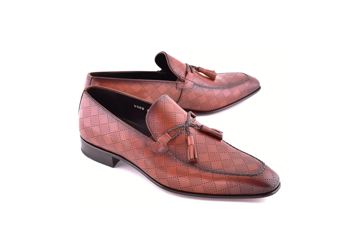 C0001112-5509 Tassel loafer with designed leather-Tan sold by Alberto Nardoni