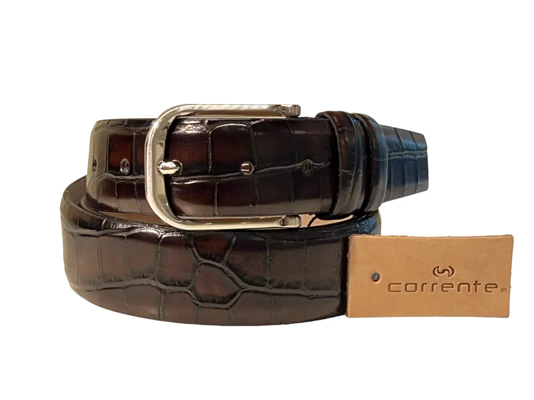 CBelt -5784 -Croco Print Belt-Brown sold by Alberto Nardoni