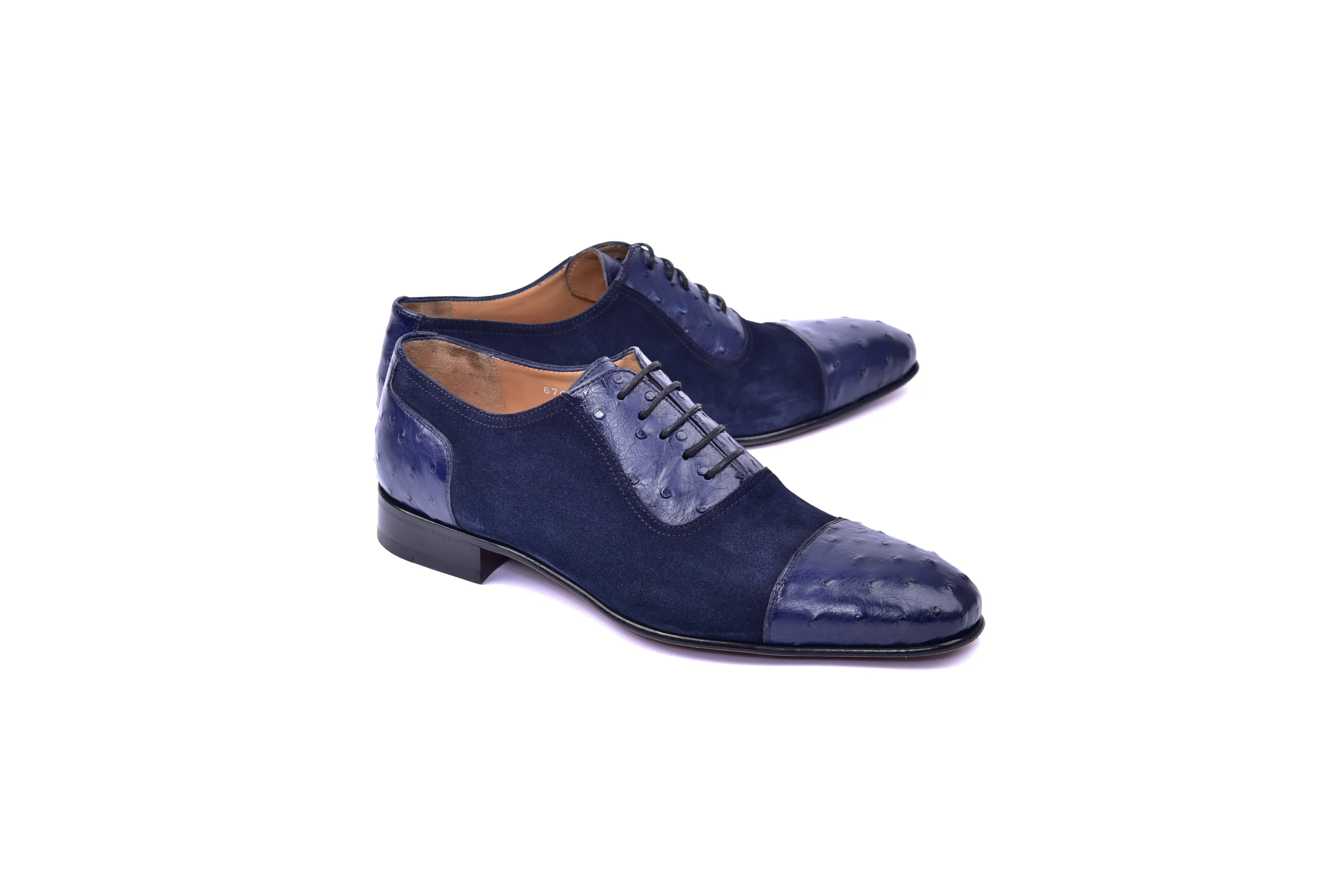 C0001303-6708 Cap toe Ostrich-Navy Suede sold by Alberto Nardoni