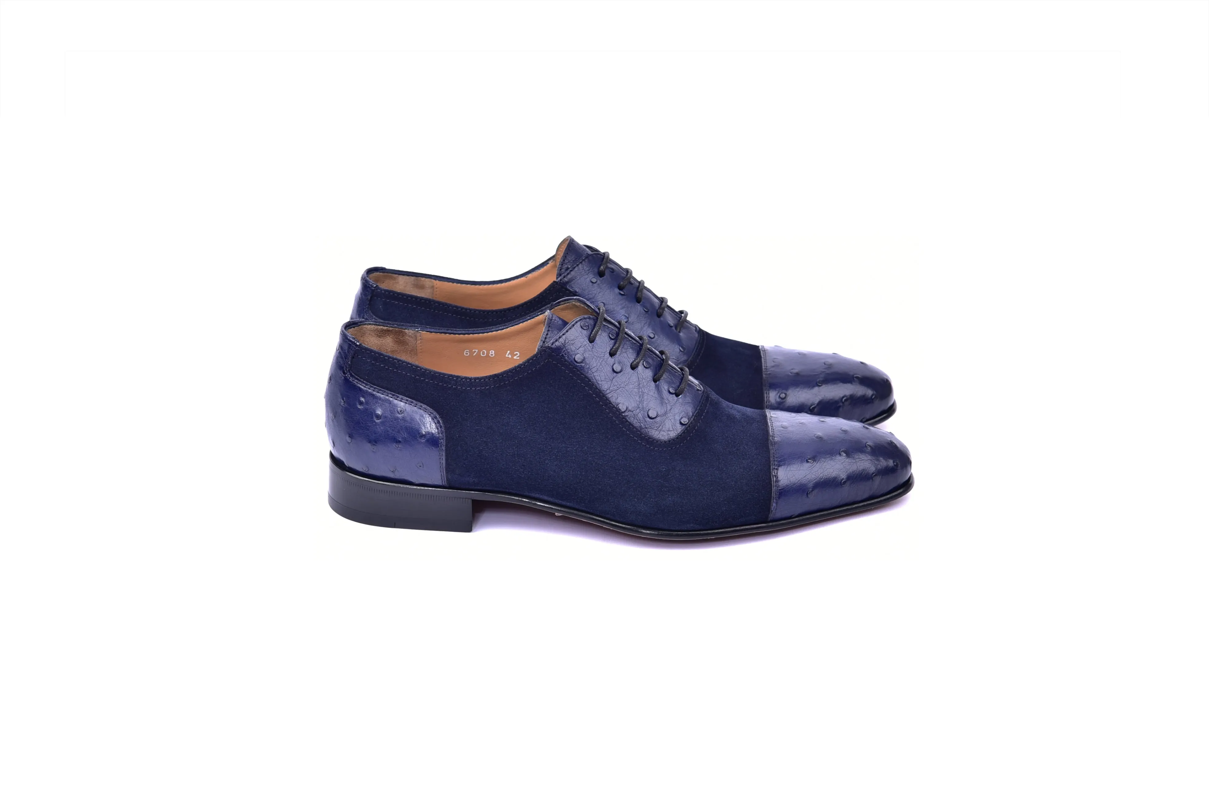 C0001303-6708 Cap toe Ostrich-Navy Suede sold by Alberto Nardoni product image thumbnail 2