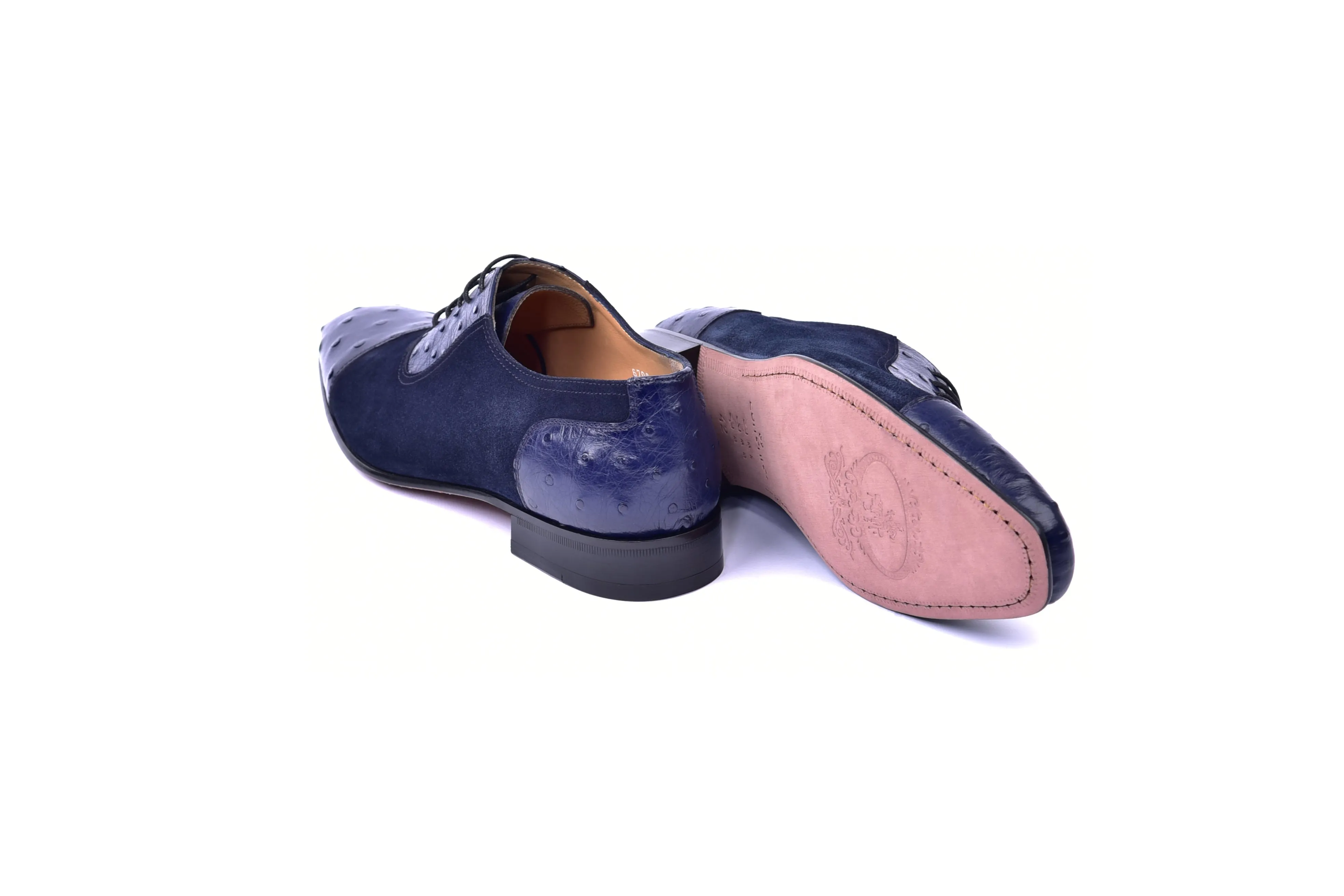 C0001303-6708 Cap toe Ostrich-Navy Suede sold by Alberto Nardoni product image thumbnail 3