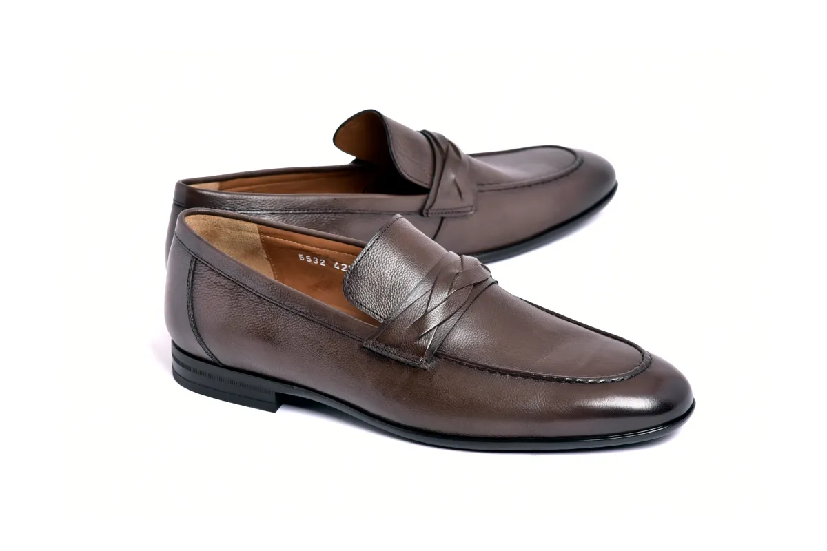 C161-5532 Deer skin Loafer- Brown sold by Alberto Nardoni