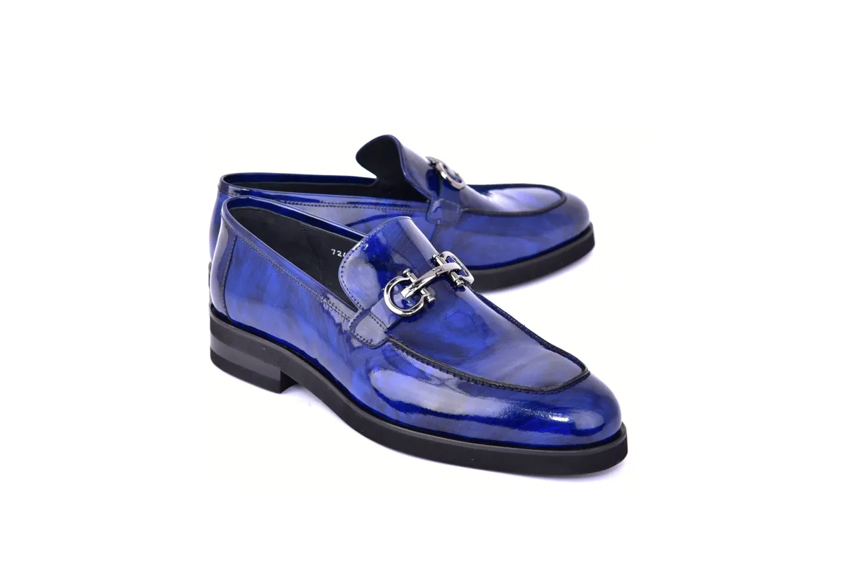 C0001207-7249 loafer with silver buckle-Marble Blue sold by Alberto Nardoni
