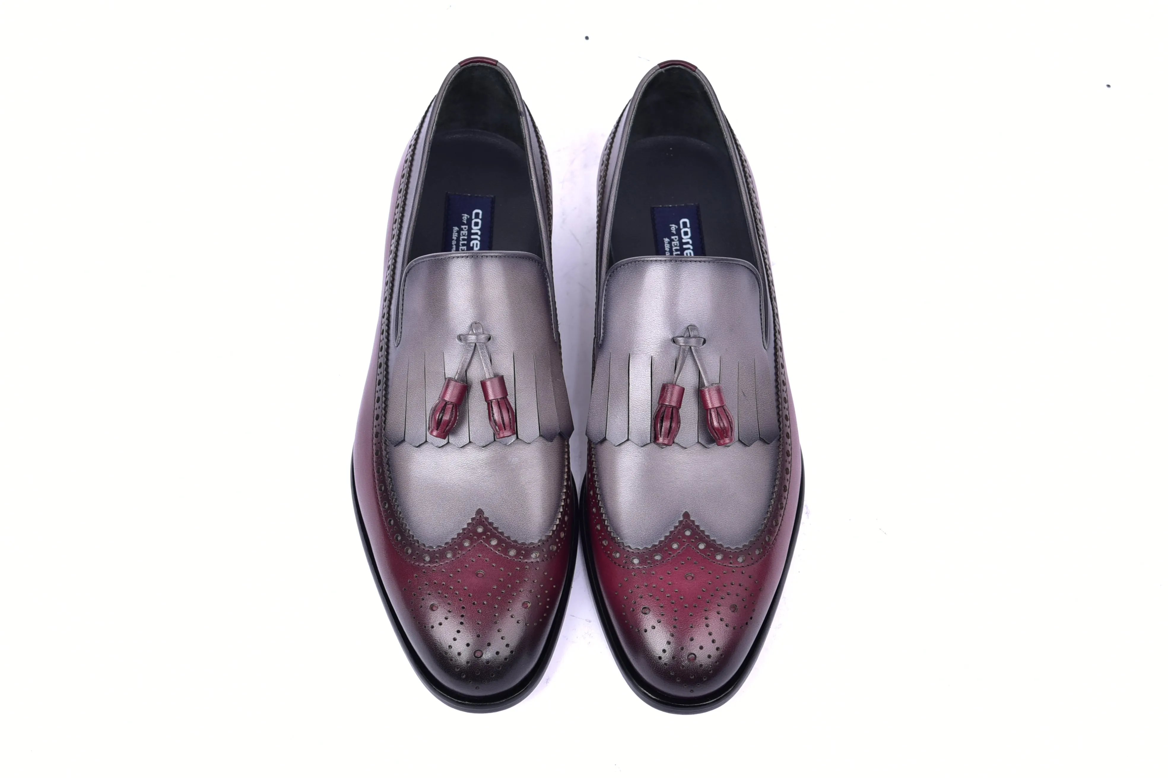 C00018-7397 Wing tip Kiltie Tassel Loafer-Burgundy/Grey sold by Alberto Nardoni product image thumbnail 4