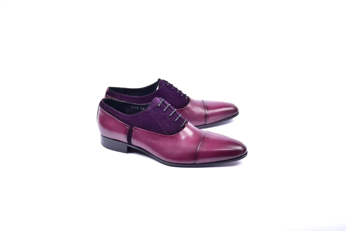 C0014042-5230 Plain toe lace up with suede vamp -Purple sold by Alberto Nardoni