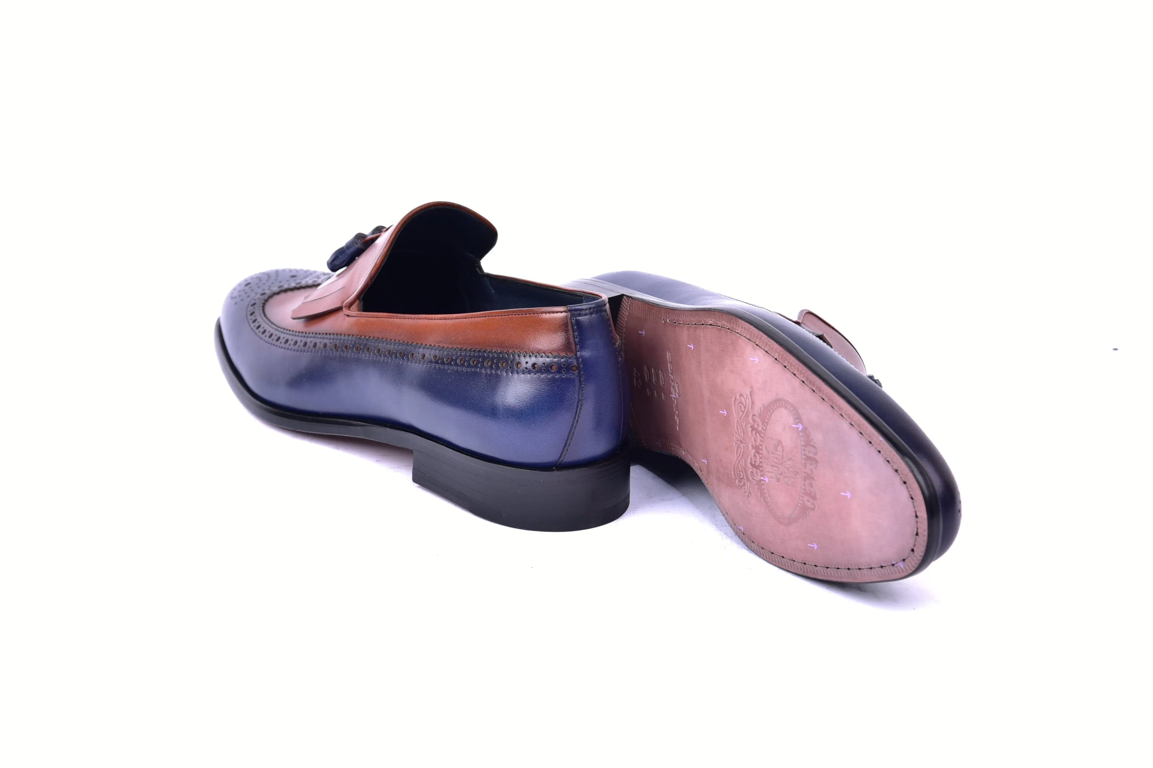 C00019-7397 Wing tip Kiltie Tassel Loafer-Navy/Tan sold by Alberto Nardoni product image thumbnail 3