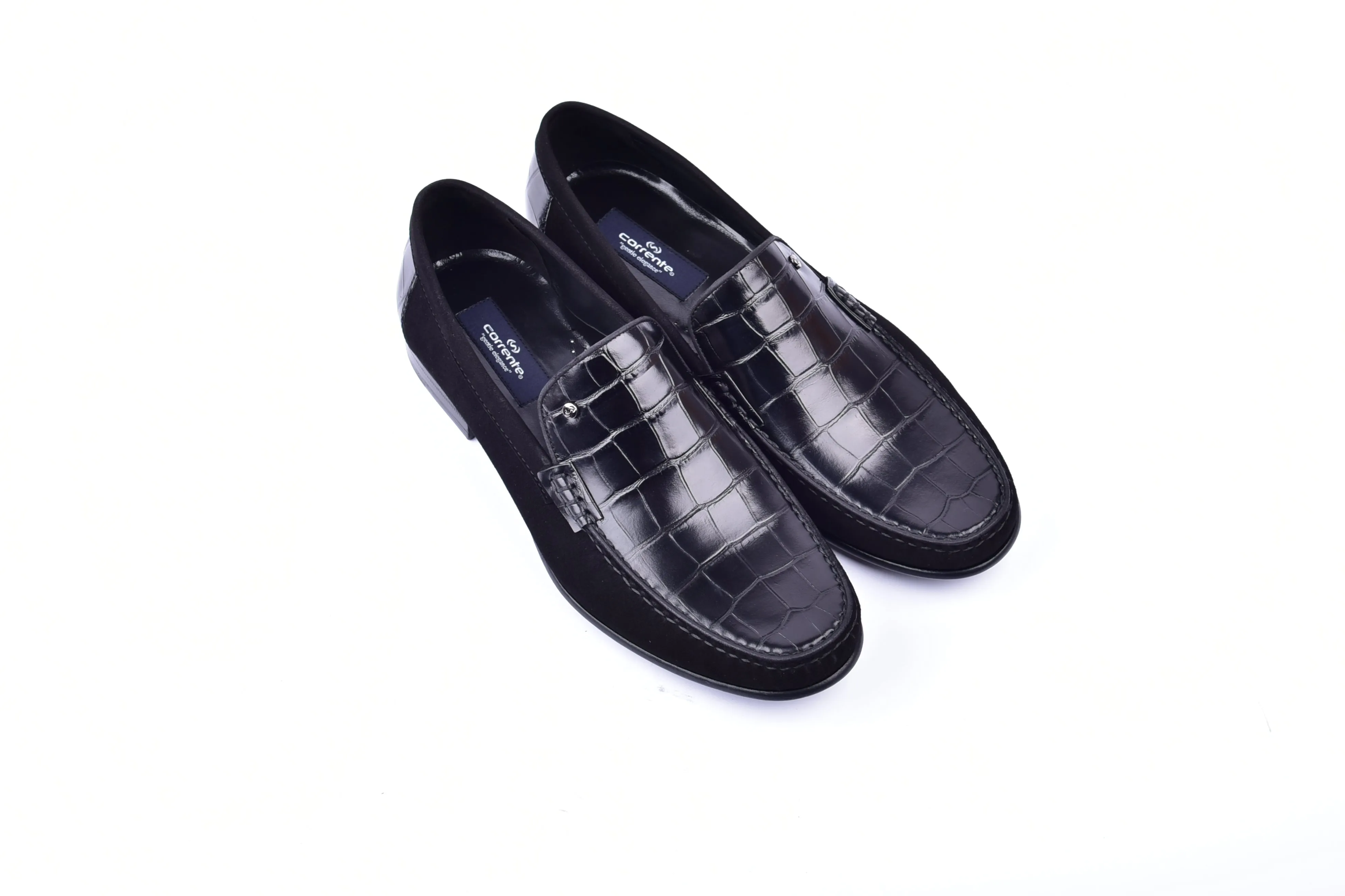 C0014057-3898C Suede And Croco print vamp-Black sold by Alberto Nardoni