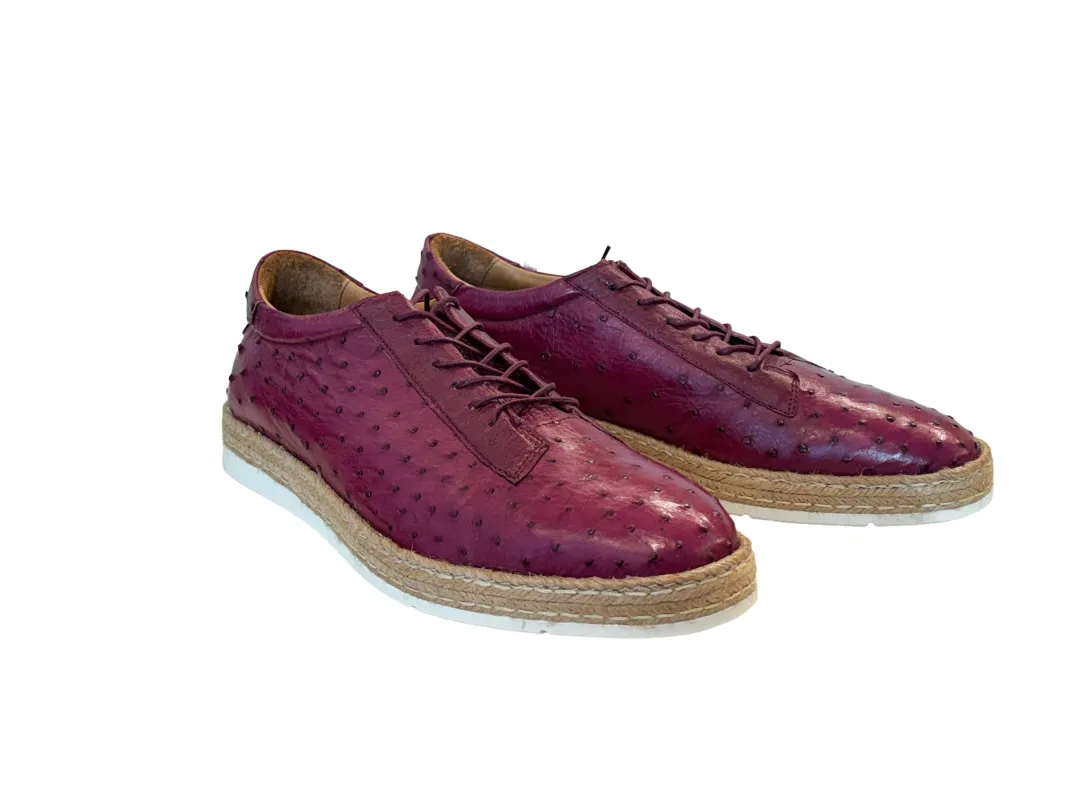 P0106 Monaco Genuine Ostrich Sport- Burgundy sold by Alberto Nardoni