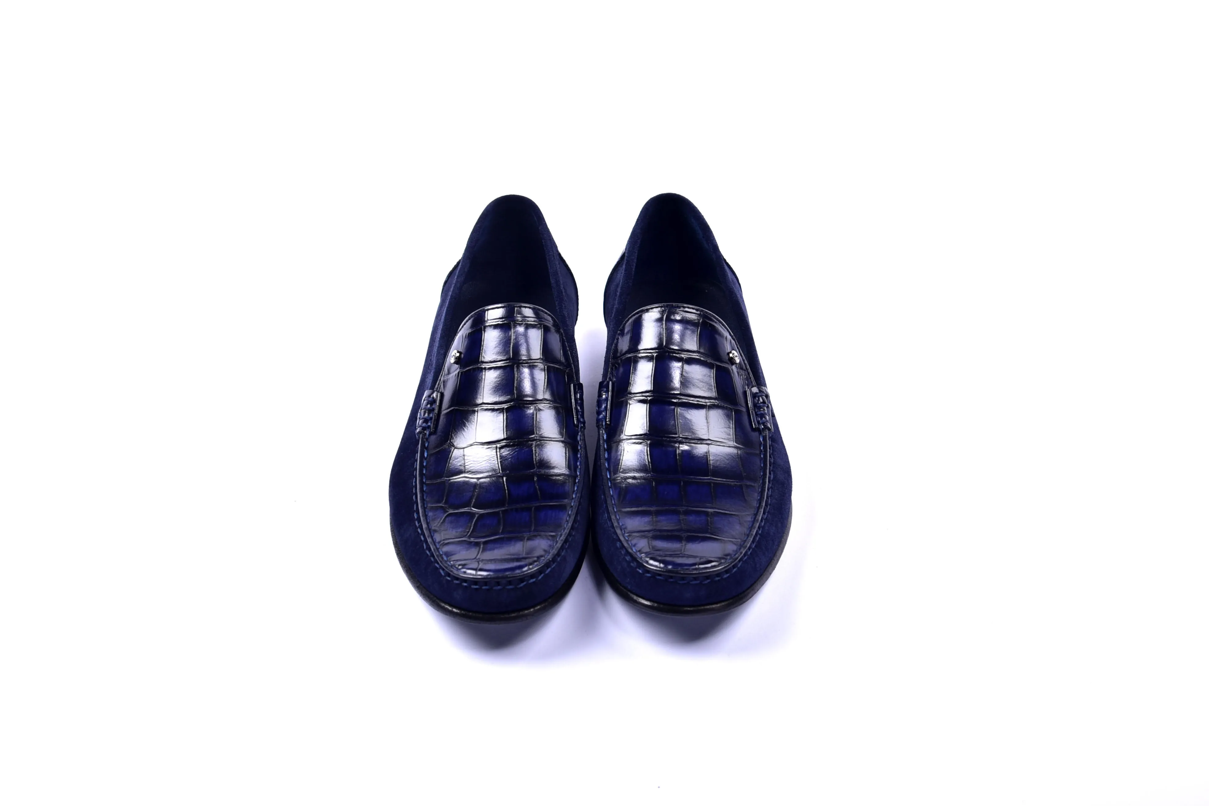 C0014054-3898C Suede And Croco print vamp-Navy sold by Alberto Nardoni product image thumbnail 4