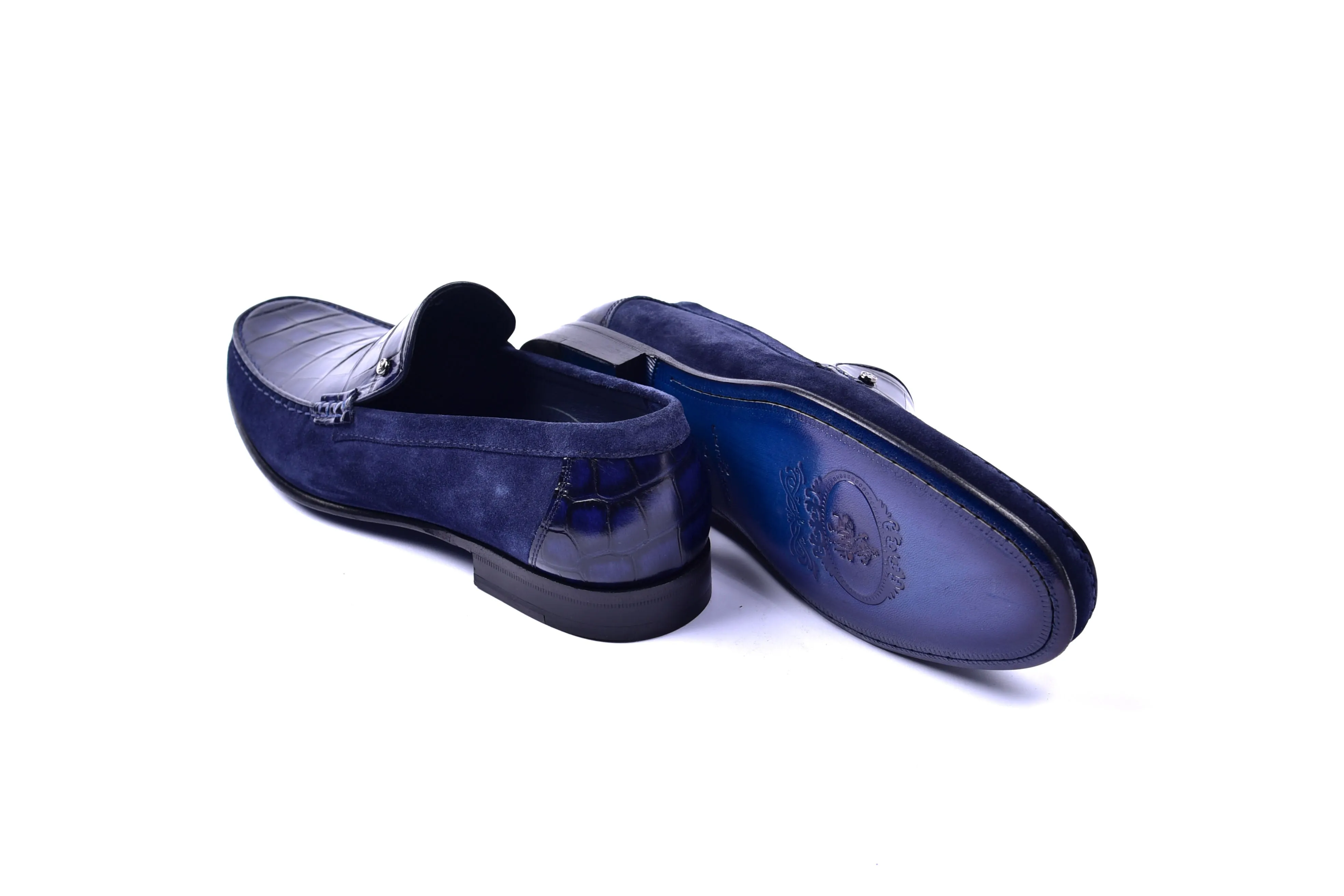 C0014054-3898C Suede And Croco print vamp-Navy sold by Alberto Nardoni product image thumbnail 3