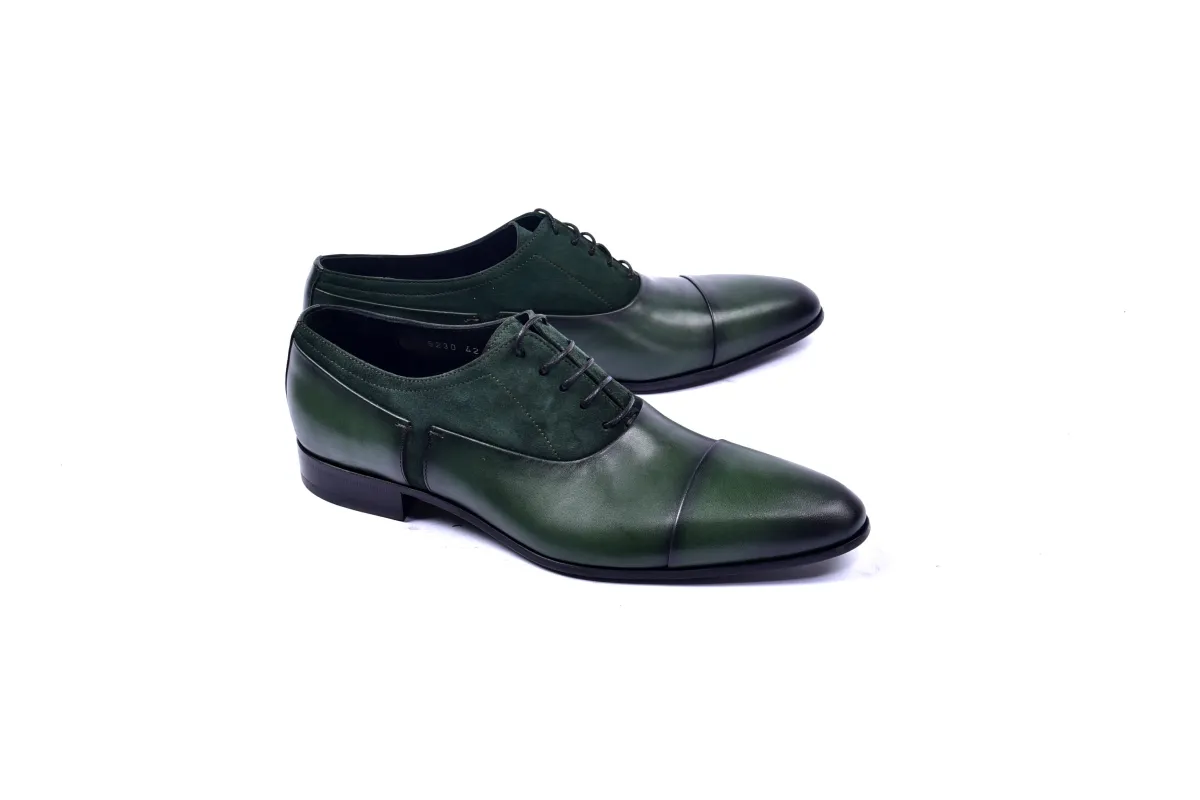 C0014040-5230 Plain toe lace up with suede vamp-Green sold by Alberto Nardoni