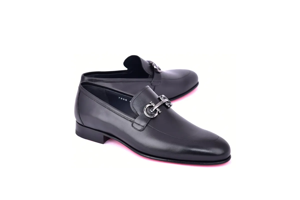 C0001201-7260 loafer with silver buckle-Black sold by Alberto Nardoni