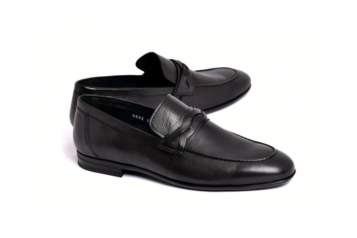 C160-5532 Deer skin Loafer- Black sold by Alberto Nardoni